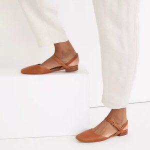 Madewell The Jeanne Slingback Flat in Lizard Embossed Leather / Warm Nutmeg / 8